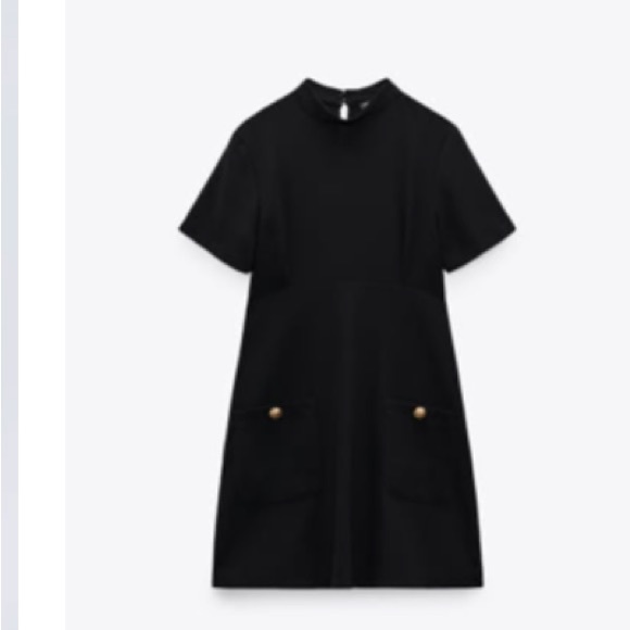 Zara high-collar black dress with pockets - Picture 2 of 4